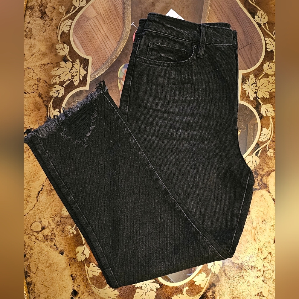 NWT Black Slim Straight Ankle Jeans by YMI Sz 13